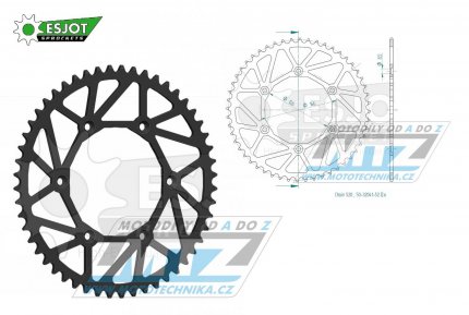 Rozeta ocelov (pevodnk) 0808-52zub ESJOT ULTRALIGHT 50-32041-52L ern - Kawasaki KLX400 + Suzuki DR250 + DR350 + DRZ250 + DRZ400 + RM100 + RM125 + RM250 + RMX250 + RMZ250 + RMZ450 + RMX450 + TSR125 + TSR200