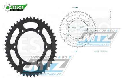 Rozeta ocelov (pevodnk) 0855-46zub ESJOT 50-32042-46 - Yamaha DT250 MX + MT03 + XJ600 S Diversion + XJ600N + XT660R + XT660 X Super Motard + XTZ660 Z Tenere + XTZ750 Super Tenere