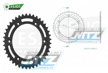 Rozeta ocelov (pevodnk) 0822-41zub ESJOT 50-32043-41 (ern) - Husqvarna CR+WR+TC+TE+WRE+TXC+SM+SMR + Suzuki DR350+DRZ400 + Cagiva WMX + Gas-Gas EC+ECF+XC+Ranger + Beta RR + Sherco SE+SEF + Rieju MR+XC+Ranger