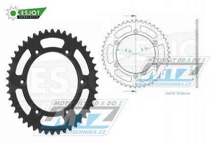 Rozeta ocelov (pevodnk) 0822-46zub ESJOT 50-32043-46 (ern) - Husqvarna CR+WR+TC+TE+WRE+TXC+SM+SMR + Suzuki DR350+DRZ400 + Cagiva WMX + Gas-Gas EC+ECF+XC+Ranger + Beta RR + Sherco SE+SEF + Rieju MR+XC+Ranger