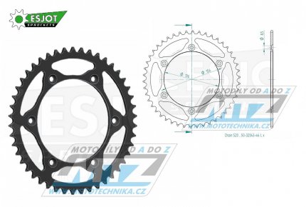 Rozeta ocelov (pevodnk) 0822-46zub ESJOT ULTRALIGHT 50-32043-46-L Offroad (ern) - Husqvarna CR+WR+TC+TE+WRE+TXC+SM+SMR + Suzuki DR350+DRZ400 + Cagiva WMX + Gas-Gas EC+ECF+XC+Ranger + Beta RR + Sherco SE+SEF + Rieju MR+XC+Ranger