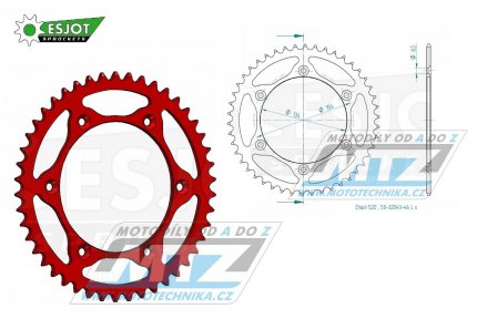 Rozeta ocelov (pevodnk) 0822-46zub ESJOT ULTRALIGHT 50-32043-46-LR Offroad (erven) - Husqvarna CR+WR+TC+TE+WRE+TXC+SM+SMR + Suzuki DR350+DRZ400 + Cagiva WMX + Gas-Gas EC+ECF+XC+Ranger + Beta RR + Sherco SE+SEF + Rieju MR+XC+Ranger