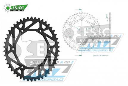 Rozeta ocelov (pevodnk) 0822-46zub ESJOT ULTRALIGHT 50-32043-46L Offroad (ern) - Husqvarna CR+WR+TC+TE+WRE+TXC+SM+SMR + Suzuki DR350+DRZ400 + Cagiva WMX + Gas-Gas EC+ECF+XC+Ranger + Beta RR + Sherco SE+SEF + Rieju MR+XC+Ranger