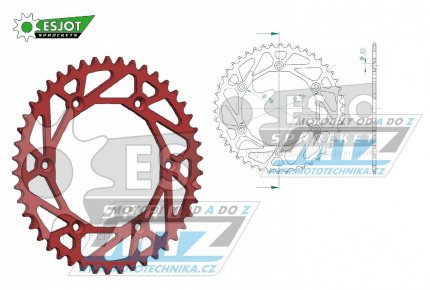 Rozeta ocelov (pevodnk) 0822-44zub ESJOT ULTRALIGHT 50-32043-44LR Offroad (erven) - Husqvarna CR+WR+TC+TE+WRE+TXC+SM+SMR + Suzuki DR350+DRZ400 + Cagiva WMX + Gas-Gas EC+ECF+XC+Ranger + Beta RR + Sherco SE+SEF + Rieju MR+XC+Ranger