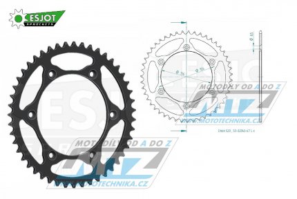 Rozeta ocelov (pevodnk) 0822-47zub ESJOT ULTRALIGHT 50-32043-47-L Offroad (ern) - Husqvarna CR+WR+TC+TE+WRE+TXC+SM+SMR + Suzuki DR350+DRZ400 + Cagiva WMX + Gas-Gas EC+ECF+XC+Ranger + Beta RR + Sherco SE+SEF + Rieju MR+XC+Ranger