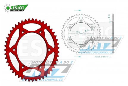 Rozeta ocelov (pevodnk) 0822-47zub ESJOT ULTRALIGHT 50-32043-47-LR Offroad (erven) - Husqvarna CR+WR+TC+TE+WRE+TXC+SM+SMR + Suzuki DR350+DRZ400 + Cagiva WMX + Gas-Gas EC+ECF+XC+Ranger + Beta RR + Sherco SE+SEF + Rieju MR+XC+Ranger