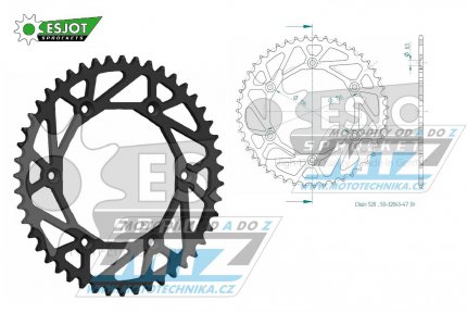 Rozeta ocelov (pevodnk) 0822-47zub ESJOT ULTRALIGHT 50-32043-47L Offroad (ern) - Husqvarna CR+WR+TC+TE+WRE+TXC+SM+SMR + Suzuki DR350+DRZ400 + Cagiva WMX + Gas-Gas EC+ECF+XC+Ranger + Beta RR + Sherco SE+SEF + Rieju MR+XC+Ranger