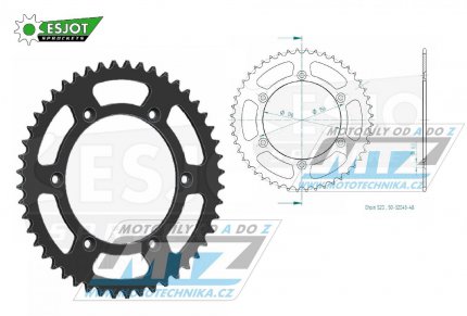 Rozeta ocelov (pevodnk) 0822-48zub ESJOT 50-32043-48 (ern) - Husqvarna CR+WR+TC+TE+WRE+TXC+SM+SMR + Suzuki DR350+DRZ400 + Cagiva WMX + Gas-Gas EC+ECF+XC+Ranger + Beta RR + Sherco SE+SEF + Rieju MR+XC+Ranger