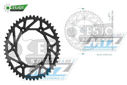 Rozeta ocelov (pevodnk) 0822-48zub ESJOT ULTRALIGHT 50-32043-48L Offroad (ern) - Husqvarna CR+WR+TC+TE+WRE+TXC+SM+SMR + Suzuki DR350+DRZ400 + Cagiva WMX + Gas-Gas EC+ECF+XC+Ranger + Beta RR + Sherco SE+SEF + Rieju MR+XC+Ranger