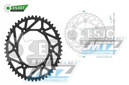 Rozeta ocelov (pevodnk) 0822-49zub ESJOT ULTRALIGHT 50-32043-49L Offroad (ern) - Husqvarna CR+WR+TC+TE+WRE+TXC+SM+SMR + Suzuki DR350+DRZ400 + Cagiva WMX + Gas-Gas EC+ECF+XC+Ranger + Beta RR + Sherco SE+SEF + Rieju MR+XC+Ranger