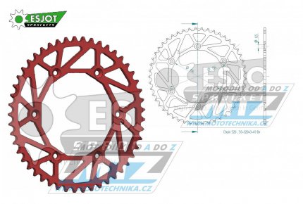 Rozeta ocelov (pevodnk) 0822-49zub ESJOT ULTRALIGHT 50-32043-49LR Offroad (erven) - Husqvarna CR+WR+TC+TE+WRE+TXC+SM+SMR + Suzuki DR350+DRZ400 + Cagiva WMX + Gas-Gas EC+ECF+XC+Ranger + Beta RR + Sherco SE+SEF + Rieju MR+XC+Ranger