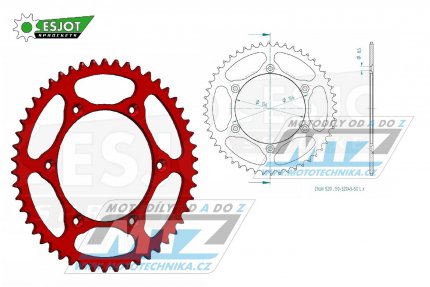 Rozeta ocelov (pevodnk) 0822-50zub ESJOT ULTRALIGHT 50-32043-50-LR - Husqvarna CR+WR+TC+TE+WRE+TXC+SM+SMR + Suzuki DR350+DRZ400 + Cagiva WMX + Gas-Gas EC+ECF+XC+Ranger + Beta RR + Sherco SE+SEF + Rieju MR+XC+Ranger