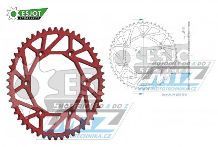 Rozeta ocelov (pevodnk) 0822-50zub ESJOT ULTRALIGHT 50-32043-50LR Offroad (erven) - Husqvarna CR+WR+TC+TE+WRE+TXC+SM+SMR + Suzuki DR350+DRZ400 + Cagiva WMX + Gas-Gas EC+ECF+XC+Ranger + Beta RR + Sherco SE+SEF + Rieju MR+XC+Ranger