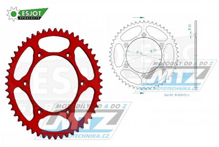 Rozeta ocelov (pevodnk) 0822-51zub ESJOT ULTRALIGHT 50-32043-51-LR Offroad (erven) - Husqvarna CR250+TC450 +TE400+TXC250+WR250+WRE125+SM610+SMR510+SMS125 + Suzuki DR350+DRZ400SM+RM250+RM450+RGV250+GSX-R 250 + Cagiva 125WMX + Gas Gas SM450+EC300