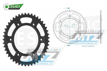 Rozeta ocelov (pevodnk) 0210-45zub ESJOT 50-32045-45 (ern) - Honda CR125+CR250+CR500 + CRF250R+CRF250X+CRF450R+CRF450X+CRF450RX+CRF450L + CRM250+CRF150F + CRF230F / 03-19 + XR250S+XL250S+XL250 + XR250R+XR400R / 96-04 + XR650R / 00-07