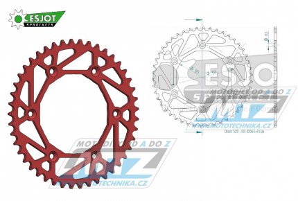 Rozeta ocelov (pevodnk) 0210-45zub ESJOT ULTRALIGHT 50-32045-45LR Offroad (erven) - Honda CR125+CR250+CR500+CRF250R+CRF250X+CRF450R+CRF450X+CRF450RX +CRF450L + CRM250+CRF150F + CRF230F / 03-19 + XR250S+XL250S+XL250 + XR250R+XR400R / 96-04 + XR6