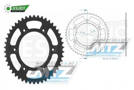 Rozeta ocelov (pevodnk) 0210-46zub ESJOT 50-32045-46 (ern) - Honda CR125+CR250+CR500 + CRF250R+CRF250X+CRF450R+CRF450X+CRF450RX+CRF450L + CRM250+CRF150F + CRF230F / 03-19 + XR250S+XL250S+XL250 + XR250R+XR400R / 96-04 + XR650R / 00-07