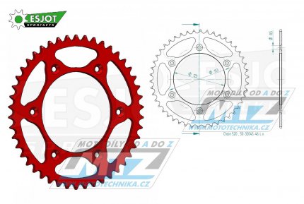 Rozeta ocelov (pevodnk) 0210-46zub ESJOT ULTRALIGHT 50-32045-46-LR Offroad (erven) - Honda CR125+CR250+CR500+CRF250R+CRF250X+CRF450R+CRF450X+CRF450RX +CRF450L + CRM250+CRF150F + CRF230F / 03-19 + XR250S+XL250S+XL250 + XR250R+XR400R / 96-04 + XR