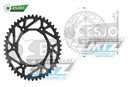 Rozeta ocelov (pevodnk) 0210-46zub ESJOT ULTRALIGHT 50-32045-46L Offroad (ern) - Honda CR125+CR250+CR500 + CRF250R+CRF250X+CRF450R+CRF450X+CRF450RX+CRF450L + CRM250+CRF150F + CRF230F / 03-19 + XR250S+XL250S+XL250 + XR250R+XR400R / 96-04 + XR65