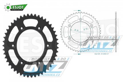 Rozeta ocelov (pevodnk) 0210-47zub ESJOT 50-32045-47 (ern) - Honda CR125+CR250+CR500 + CRF250R+CRF250X+CRF450R+CRF450X+CRF450RX+CRF450L + CRM250+CRF150F + CRF230F / 03-19 + XR250S+XL250S+XL250 + XR250R+XR400R / 96-04 + XR650R / 00-07