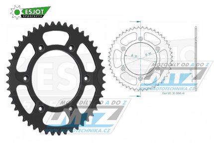 Rozeta ocelov (pevodnk) 0210-48zub ESJOT 50-32045-48 (ern) - Honda CR125+CR250+CR500 + CRF250R+CRF250X+CRF450R+CRF450X+CRF450RX+CRF450L + CRM250+CRF150F + CRF230F / 03-19 + XR250S+XL250S+XL250 + XR250R+XR400R / 96-04 + XR650R / 00-07