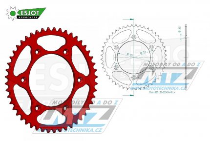 Rozeta ocelov (pevodnk) 0210-48zub ESJOT ULTRALIGHT 50-32045-48-LR Offroad (erven) - Honda CR125+CR250+CR500+CRF250R+CRF250X+CRF450R+CRF450X+CRF450RX +CRF450L + CRM250+CRF150F + CRF230F / 03-19 + XR250S+XL250S+XL250 + XR250R+XR400R / 96-04 + XR