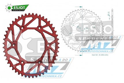 Rozeta ocelov (pevodnk) 0210-48zub ESJOT ULTRALIGHT 50-32045-48LR Offroad (erven) - Honda CR125+CR250+CR500+CRF250R+CRF250X+CRF450R+CRF450X+CRF450RX +CRF450L + CRM250+CRF150F + CRF230F / 03-19 + XR250S+XL250S+XL250 + XR250R+XR400R / 96-04 + XR