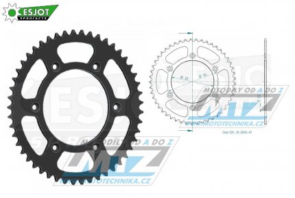 Rozeta ocelov (pevodnk) 0210-49zub ESJOT 50-32045-49 (ern) - Honda CR125+CR250+CR500 + CRF250R+CRF250X+CRF450R+CRF450X+CRF450RX+CRF450L + CRM250+CRF150F + CRF230F / 03-19 + XR250S+XL250S+XL250 + XR250R+XR400R / 96-04 + XR650R / 00-07