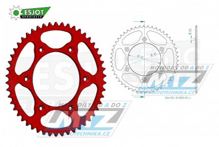 Rozeta ocelov (pevodnk) 0210-50zub ESJOT ULTRALIGHT 50-32045-50-LR Offroad (erven) - Honda CR125+CR250+CR500+CRF250R+CRF250X+CRF450R+CRF450X+CRF450RX +CRF450L + CRM250+CRF150F + CRF230F / 03-19 + XR250S+XL250S+XL250 + XR250R+XR400R / 96-04 + XR