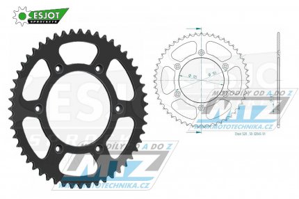 Rozeta ocelov (pevodnk) 0210-51zub ESJOT 50-32045-51 (ern) - Honda CR125+CR250+CR500 + CRF250R+CRF250X+CRF450R+CRF450X+CRF450RX+CRF450L + CRM250+CRF150F + CRF230F / 03-19 + XR250S+XL250S+XL250 + XR250R+XR400R / 96-04 + XR650R / 00-07