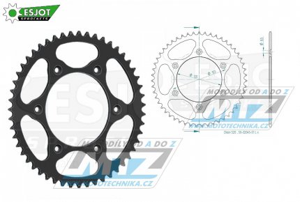 Rozeta ocelov (pevodnk) 0210-51zub ESJOT ULTRALIGHT 50-32045-51-L Offroad (ern) - Honda CR125+CR250+CR500 + CRF250R+CRF250X+CRF450R+CRF450X+CRF450RX+CRF450L + CRM250+CRF150F + CRF230F / 03-19 + XR250S+XL250S+XL250 + XR250R+XR400R / 96-04 + XR65