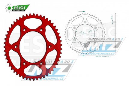 Rozeta ocelov (pevodnk) 0210-51zub ESJOT ULTRALIGHT 50-32045-51-LR Offroad (erven) - Honda CR125+CR250+CR500+CRF250R+CRF250X+CRF450R+CRF450X+CRF450RX +CRF450L + CRM250+CRF150F + CRF230F / 03-19 + XR250S+XL250S+XL250 + XR250R+XR400R / 96-04 + XR