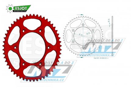 Rozeta ocelov (pevodnk) 0210-52zub ESJOT ULTRALIGHT 50-32045-52-LR Offroad (erven) - Honda CR125+CR250+CR500+CRF250R+CRF250X+CRF450R+CRF450X+CRF450RX +CRF450L + CRM250+CRF150F + CRF230F / 03-19 + XR250S+XL250S+XL250 + XR250R+XR400R / 96-04 + XR