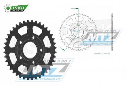 Rozeta ocelov (pevodnk) 0604-40zub ESJOT 50-32046-40 - Honda CRM125 + NSR125RK + NSR125R-R + NSR125R + Gilera 125MX + 125R + 125SP + 125 Crono + 125XR