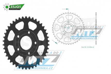 Rozeta ocelov (pevodnk) 0604-42zub ESJOT 50-32046-42 - Honda CRM125 + NSR125RK + NSR125R-R + NSR125R + Gilera 125MX + 125R + 125SP + 125 Crono + 125XR