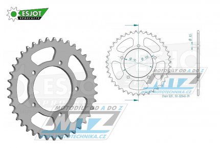 Rozeta ocelov (pevodnk) 0018-39zub ESJOT 50-32048-39 - Aprilia 125 Tuareg + MZ (MuZ) 600 Sport + MUZ 660 Scorpion + 660 Trouper + 660 Tour + 660 Traveller