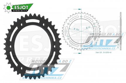 Rozeta ocelov (pevodnk) 0005-40zub ESJOT 50-32050-40 - Aprilia 650 Pegaso / 92-04 + Moto 6.5 + 350ETX+125ETX+125MX + BMW F650 / 94-07 + F650 Funduro / 96-00 + F650ST Strada / 98-00 + F650 Dakar + F650GS / 99-07 + G650GS+G310GS + Gilera + Beta Alp