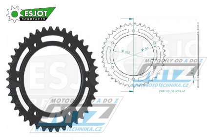 Rozeta ocelov (pevodnk) 0005-41zub ESJOT 50-32050-41 - Aprilia 650 Pegaso / 92-04 + Moto 6.5 + 350ETX+125ETX+125MX + BMW F650 / 94-07 + F650 Funduro / 96-00 + F650ST Strada / 98-00 + F650 Dakar + F650GS / 99-07 + G650GS+G310GS + Gilera + Beta Alp