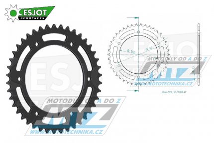 Rozeta ocelov (pevodnk) 0005-42zub ESJOT 50-32050-42 - Aprilia 650 Pegaso / 92-04 + Moto 6.5 + 350ETX+125ETX+125MX + BMW F650 / 94-07 + F650 Funduro / 96-00 + F650ST Strada / 98-00 + F650 Dakar + F650GS / 99-07 + G650GS+G310GS + Gilera + Beta Alp