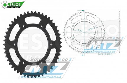 Rozeta ocelov (pevodnk) 0005-49zub ESJOT 50-32050-49 - Aprilia 650 Pegaso / 92-04 + Moto 6.5 + 350ETX+125ETX+125MX + BMW F650 / 94-07 + F650 Funduro / 96-00 + F650ST Strada / 98-00 + F650 Dakar + F650GS / 99-07 + G650GS+G310GS + Gilera + Beta Alp