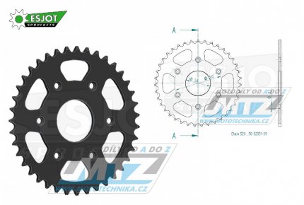 Rozeta ocelov (pevodnk) 0020-39zub ESJOT 50-32051-39 - Aprilia Red Rose 125 / 88-95 + RS125