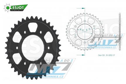 Rozeta ocelov (pevodnk) 0019-37zub ESJOT 50-32052-37 - Aprilia 125 AFI Europa+125 AFI Futura / 90-93 + 125 AFI Replica / 88-92 + 125 AFI Sintesi / 88-89 + 125 AFI Sport / 93 + 125 AFI Sport Pro / 92-93 + 125 AFI Super Sport / 88-90