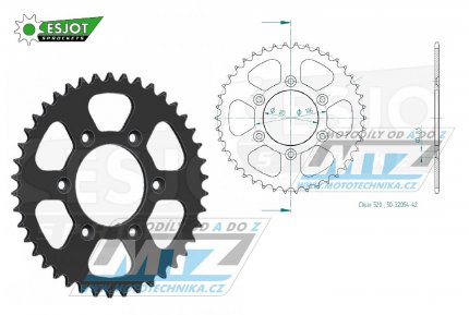 Rozeta ocelov (pevodnk) 0022-42zub ESJOT 50-32054-42 - Aprilia 125RX+125R / 90-93 + RX125 / 93-97 + 125RX / 00-12 + 125 Tuareg Rally / 89-93 + Aprilia 125MX / 04-07 + 125SX / 08-12