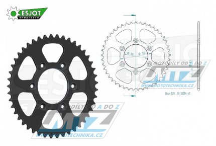 Rozeta ocelov (pevodnk) 0022-45zub ESJOT 50-32054-45 - Aprilia 125RX+125R / 90-93 + RX125 / 93-97 + 125RX / 00-12 + 125 Tuareg Rally / 89-93 + Aprilia 125MX / 04-07 + 125SX / 08-12