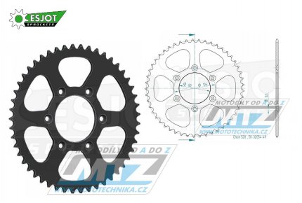 Rozeta ocelov (pevodnk) 0022-49zub ESJOT 50-32054-49 - Aprilia 125RX+125R / 90-93 + RX125 / 93-97 + 125RX / 00-12 + 125 Tuareg Rally / 89-93 + Aprilia 125MX / 04-07 + 125SX / 08-12