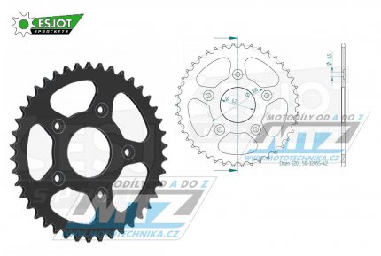 Rozeta ocelov (pevodnk) 0701-42zub ESJOT 50-32055-42 - Aprilia 125 AFI Extrema + 125RS Replica + 125RS Extrema + 125 Tuareg Wind AE + 125 Tuono + Cagiva 125 Mito Evolution + 125 Raptor + 125 Mito EV + 125 Super City + 125 Mito + 125 N1 + 600 Rive