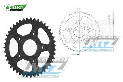 Rozeta ocelov (pevodnk) 0701-43zub ESJOT 50-32055-43 - Aprilia 125 AFI Extrema + 125RS Replica + 125RS Extrema + 125 Tuareg Wind AE + 125 Tuono + Cagiva 125 Mito Evolution + 125 Raptor + 125 Mito EV + 125 Super City + 125 Mito + 125 N1 + 600 Rive