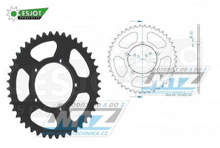 Rozeta ocelov (pevodnk) 0016-44zub ESJOT 50-32057-44 - Aprilia 125 Tuareg / 86-87 + 125 Tuareg Wind / 88