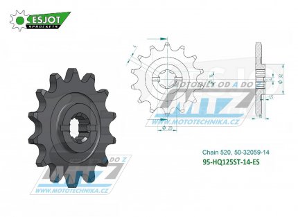 Koleko etzov (pastorek) HQ125ST-14zub ESJOT 50-32059-14 - Husqvarna CR125+SM125S+WR125+WR240+WER125