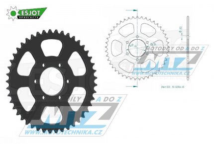 Rozeta ocelov (pevodnk) 0811-45zub ESJOT 50-32064-45 - Suzuki DS185 + DR200 + SP200 + TF185 + TC125 + TC185 + TS185